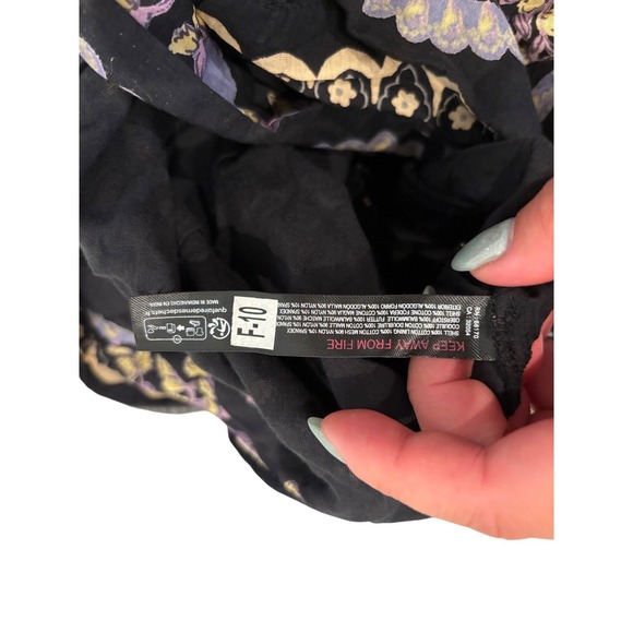 Free People Intimately Floral Bandana Print Bodysuit Black Purple XS OB1105151 - Picture 11 of 13